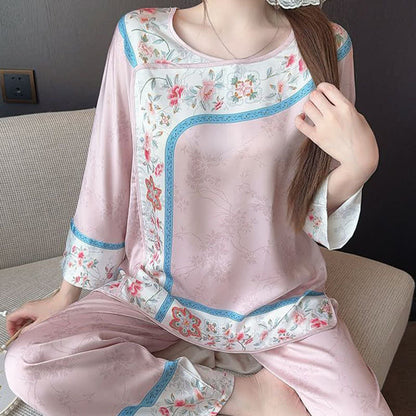 Ownkoti Retro Hanfu-Inspired Floral Pajama Set - image 8