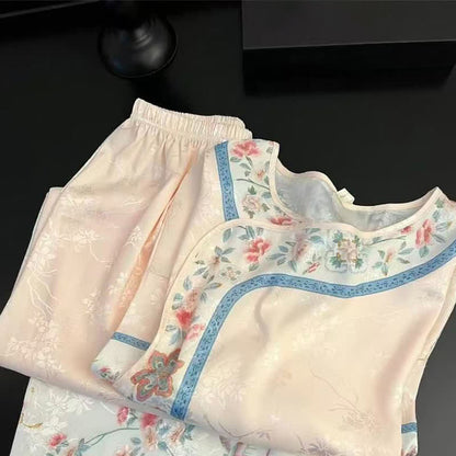 Ownkoti Retro Hanfu-Inspired Floral Pajama Set - image 1