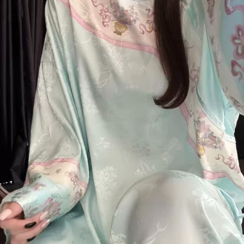 Ownkoti Light Blue Vintage Style Floral Pajamas - image 6