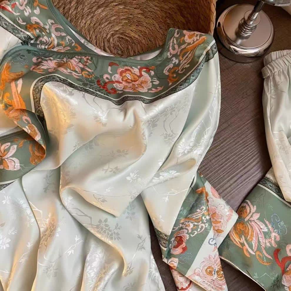 Ownkoti Light Green Vintage Floral Pajama Set - image 5