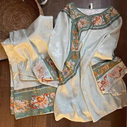 Ownkoti Light Green Vintage Floral Pajama Set - image 3
