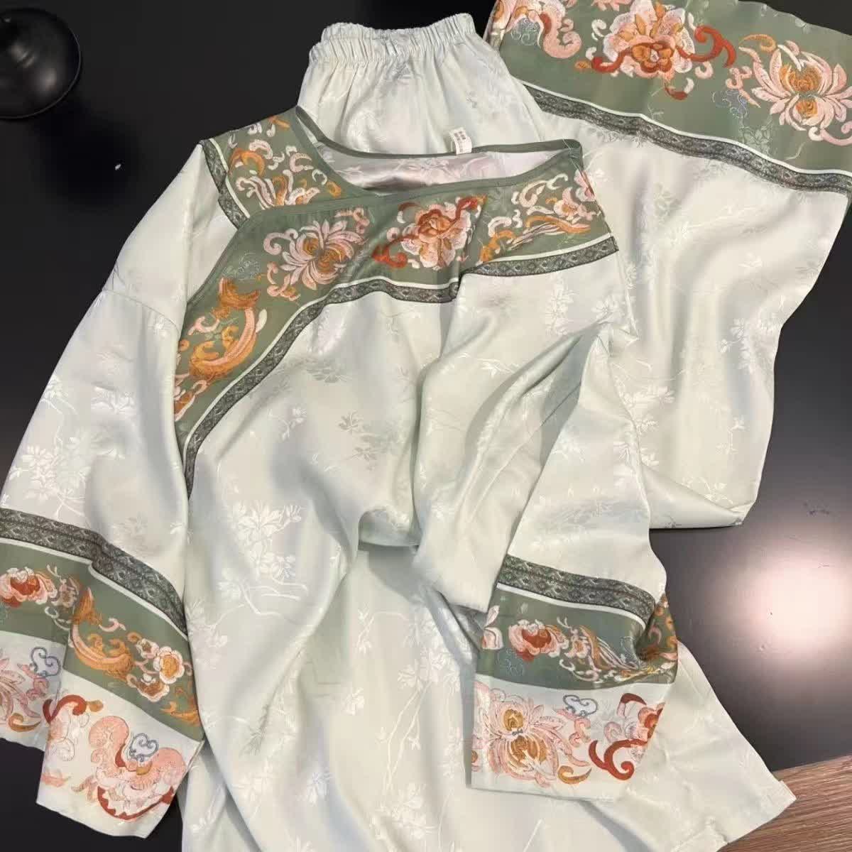 Ownkoti Light Green Vintage Floral Pajama Set - image 1