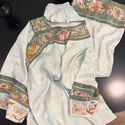 Ownkoti Light Green Vintage Floral Pajama Set - image 1