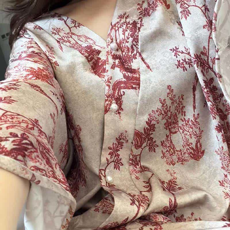 Ownkoti Vintage-Inspired Botanical Print Pajama Set - image 9