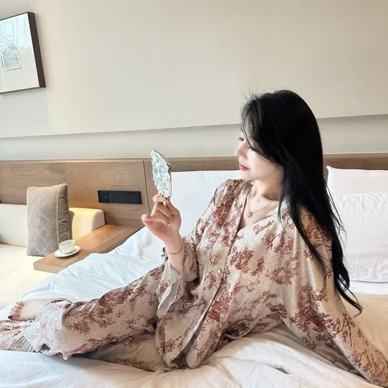 Ownkoti Vintage-Inspired Botanical Print Pajama Set - image 1