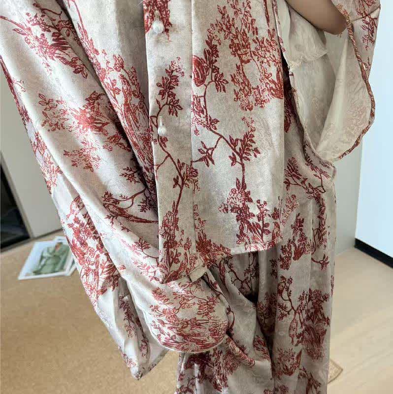Ownkoti Vintage-Inspired Botanical Print Pajama Set - image 8