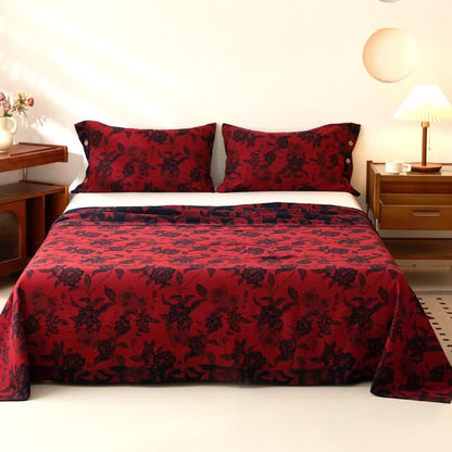 Ownkoti Vintage Floral Cotton Double Gauze Bedspread - Bedspread with 2PCS Pillowcases - King - image 0