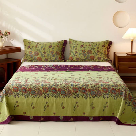 Ownkoti Luxurious Floral Cotton Double Gauze Bedspread - Bedspread with 2PCS Pillowcases - King - image 0