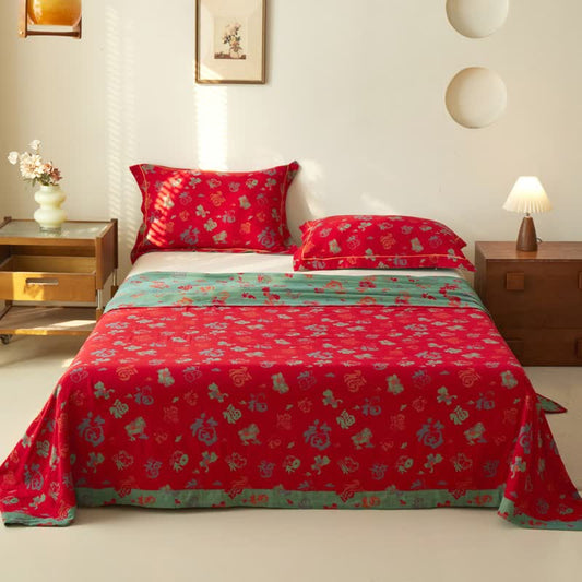 Ownkoti Oriental Horse Cotton Double Gauze Bedspread - Bedspread with 2PCS Pillowcases - King - image 0