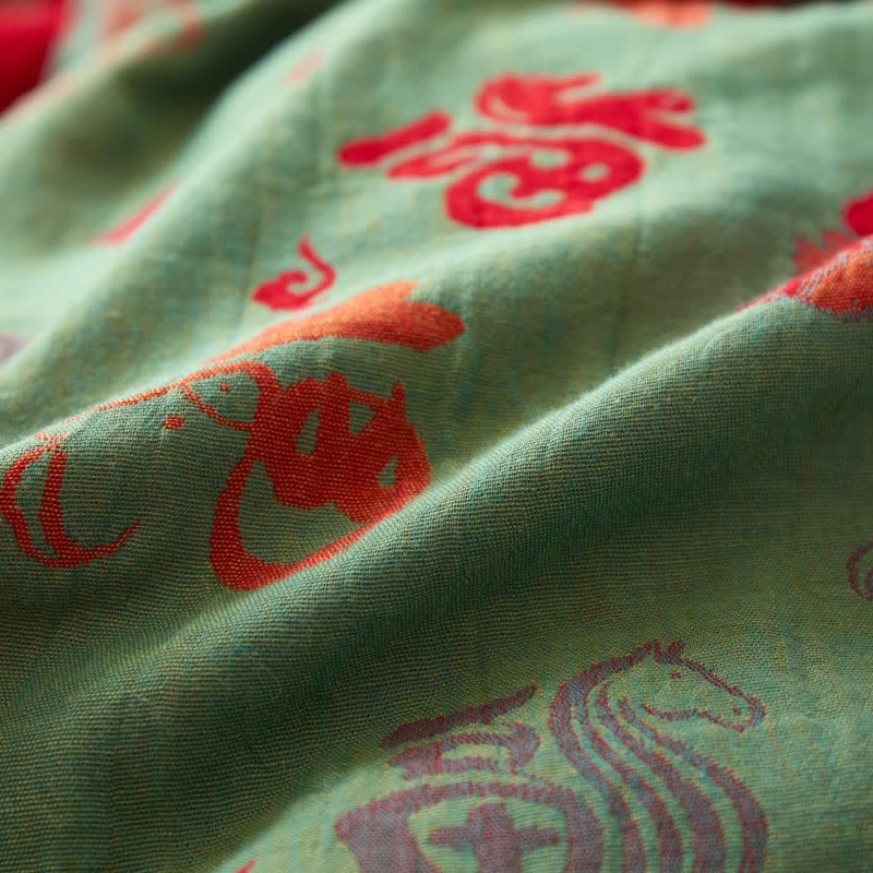 Ownkoti Oriental Horse Cotton Double Gauze Bedspread - image 5