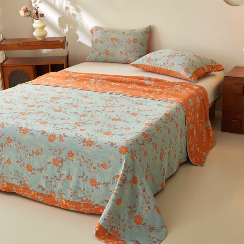 Ownkoti Floral & Branch Cotton Double Gauze Bedspread - Bedspread with 2PCS Pillowcases - King - image 0