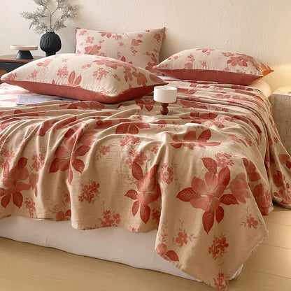 Ownkoti Floral Leaf Cotton Double Gauze Bedspread - image 2