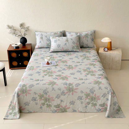 Ownkoti Floral Leaf Cotton Double Gauze Bedspread - Light Green - 2PCS Pillowcases - 19" x 29" - image 5