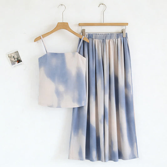Ownkoti Artistic Blue Print Camisole & Pants Sleepwear - Blue - XXL - image 0