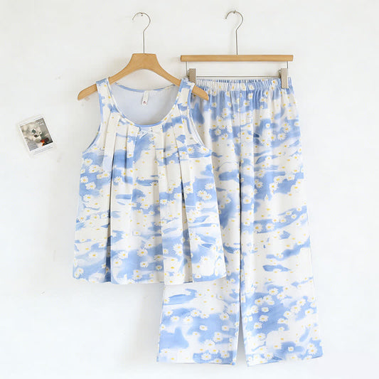 Ownkoti Daisy Cotton Tank & Pants Sleepwear - Blue - XXL - image 0