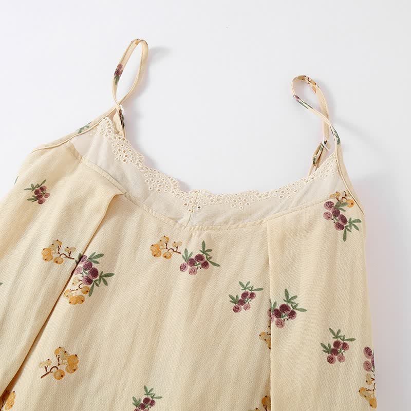 Ownkoti Loquat Print Cotton Pajama Set(3PCS) - image 5