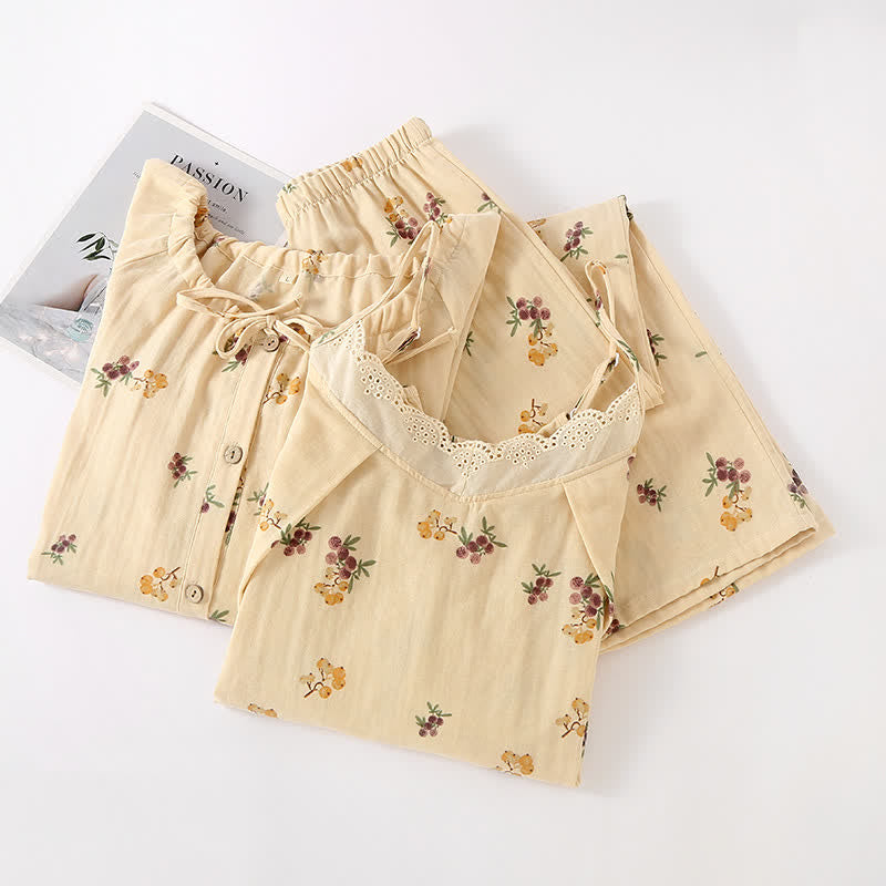 Ownkoti Loquat Print Cotton Pajama Set(3PCS) - image 2