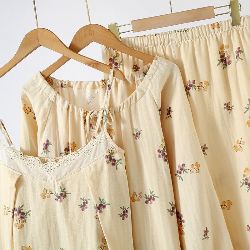 Ownkoti Loquat Print Cotton Pajama Set(3PCS) - image 3
