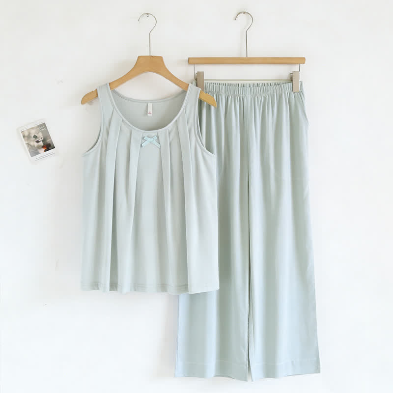 Ownkoti Solid Color Cotton Tank & Pants Sleepwear - Light Blue - XXL - image 8