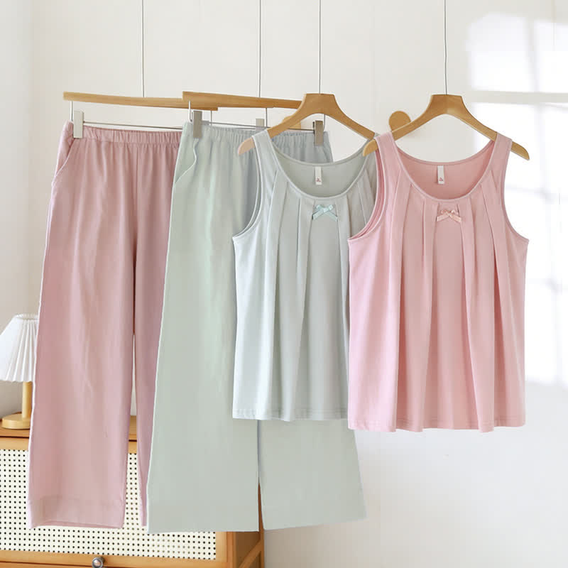 Ownkoti Solid Color Cotton Tank & Pants Sleepwear - image 0
