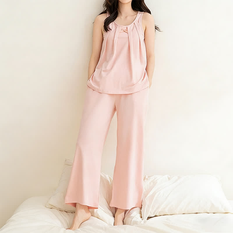 Ownkoti Solid Color Cotton Tank & Pants Sleepwear - image 6