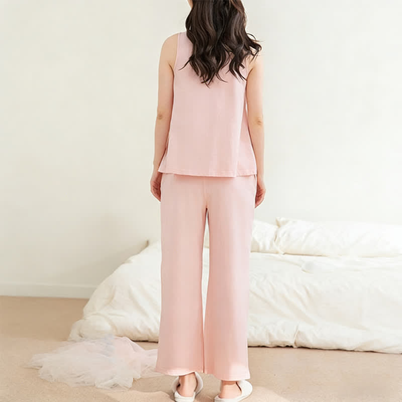 Ownkoti Solid Color Cotton Tank & Pants Sleepwear - image 7