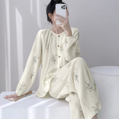 Ownkoti Bouquet Double Gauze Cotton Loungewear Set - Beige - XXL - image 0