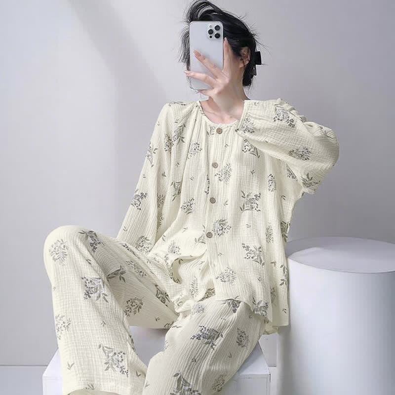 Ownkoti Leaf Double Gauze Cotton Loungewear Set - image 2