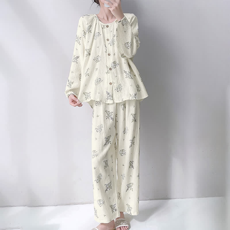 Ownkoti Leaf Double Gauze Cotton Loungewear Set - image 1