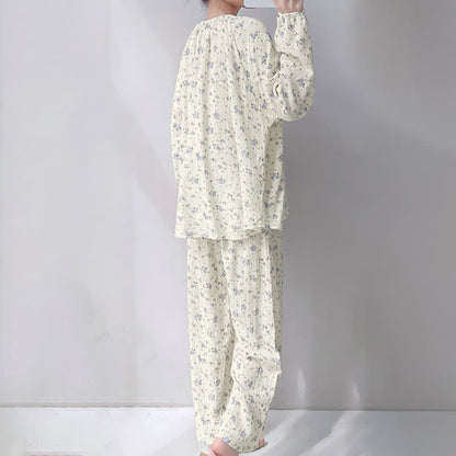 Ownkoti Gray Ditsy Floral Double Gauze Cotton Pajamas - image 3