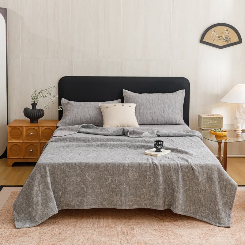 Ownkoti Floral Cotton Triple-Layer Gauze Jacquard Quilt Blanket - image 21