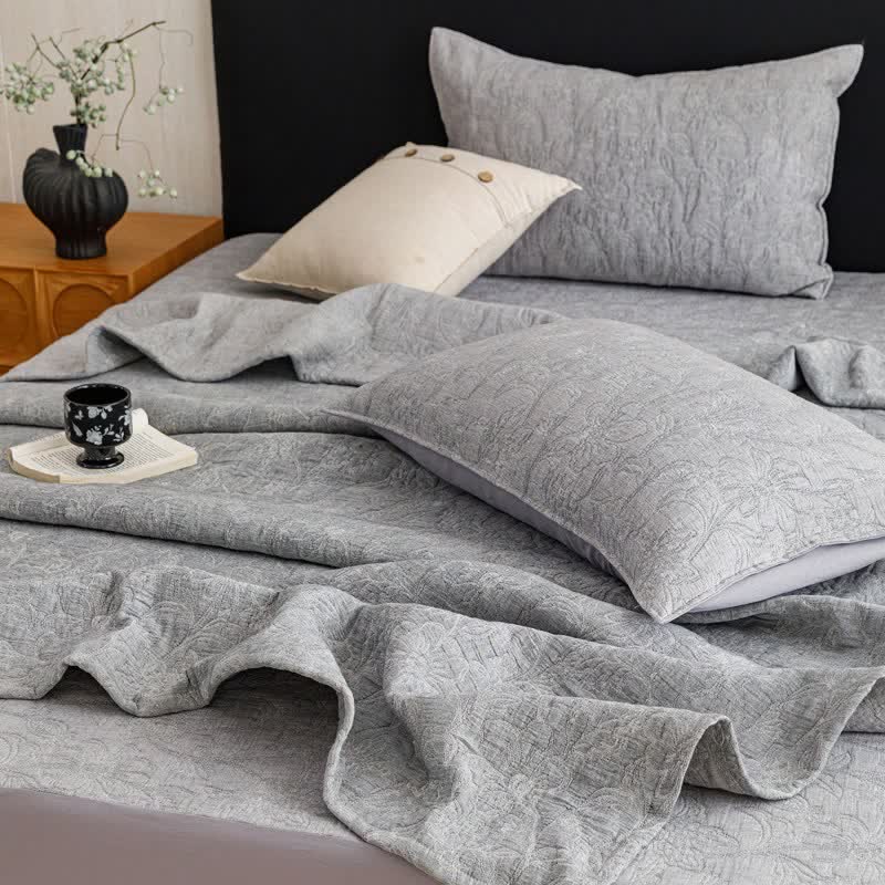 Ownkoti Floral Cotton Triple-Layer Gauze Jacquard Quilt Blanket - image 24