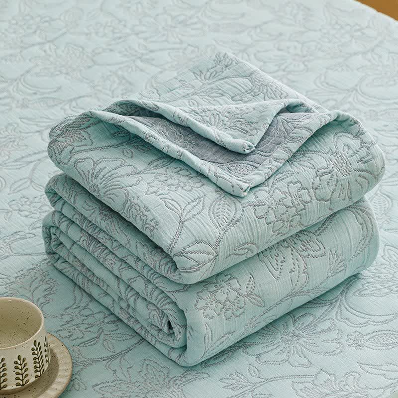 Ownkoti Floral Cotton Triple-Layer Gauze Jacquard Quilt Blanket - image 11