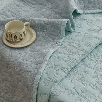 Ownkoti Floral Cotton Triple-Layer Gauze Jacquard Quilt Blanket - image 12