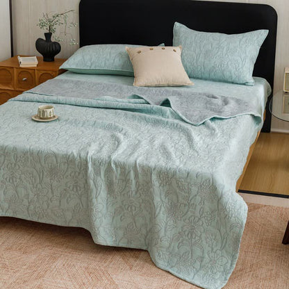 Ownkoti Floral Cotton Triple-Layer Gauze Jacquard Quilt Blanket - image 8