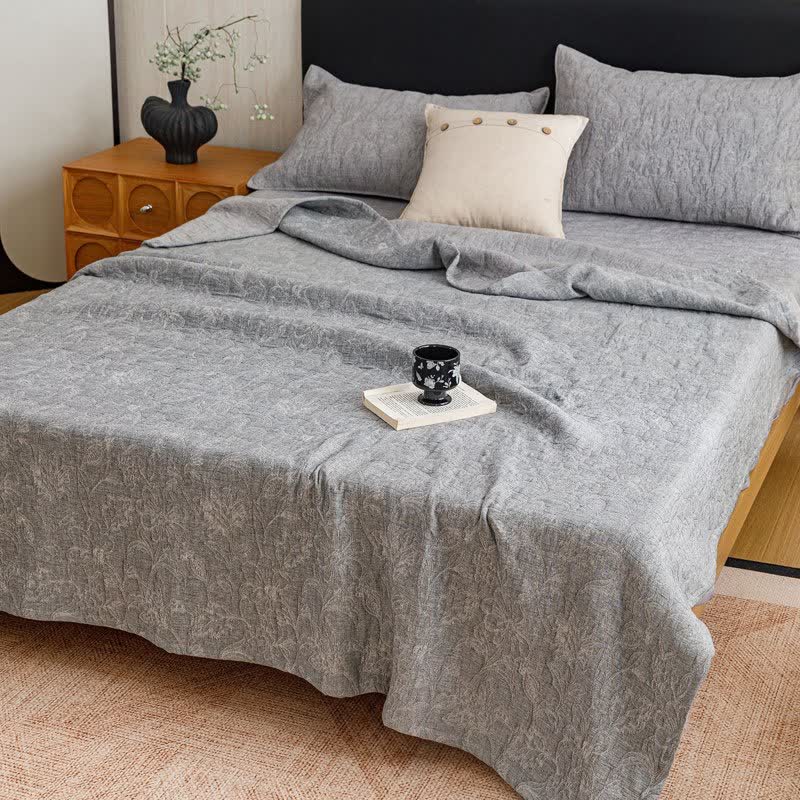 Ownkoti Floral Cotton Triple-Layer Gauze Jacquard Quilt Blanket - image 20
