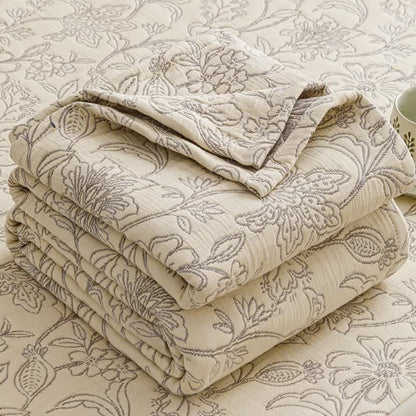 Ownkoti Floral Cotton Triple-Layer Gauze Jacquard Quilt Blanket - image 6