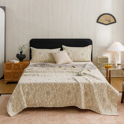 Ownkoti Floral Cotton Triple-Layer Gauze Jacquard Quilt Blanket - image 2