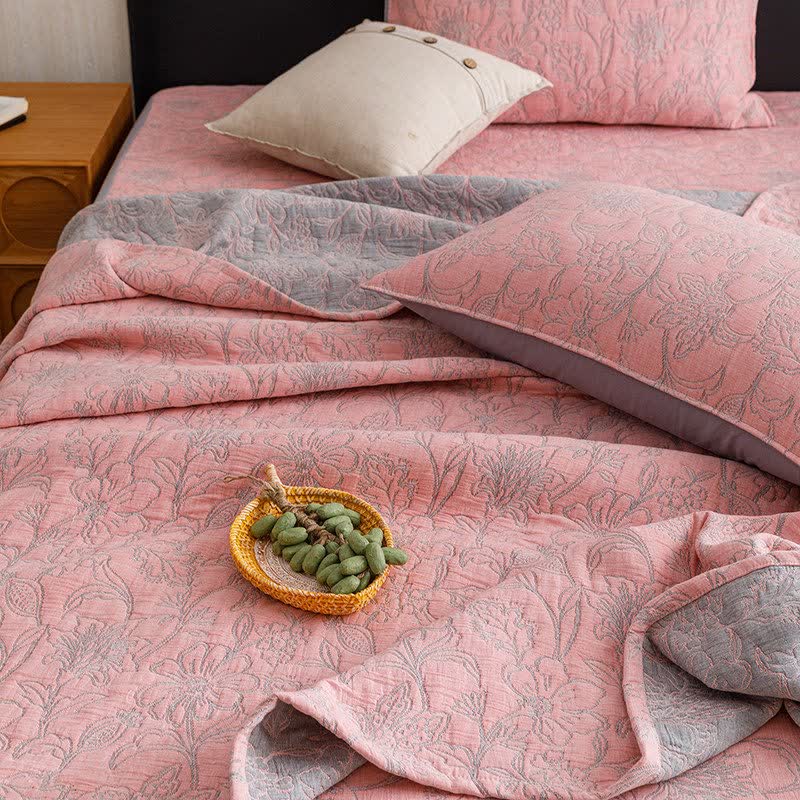 Ownkoti Floral Cotton Triple-Layer Gauze Jacquard Quilt Blanket - image 17