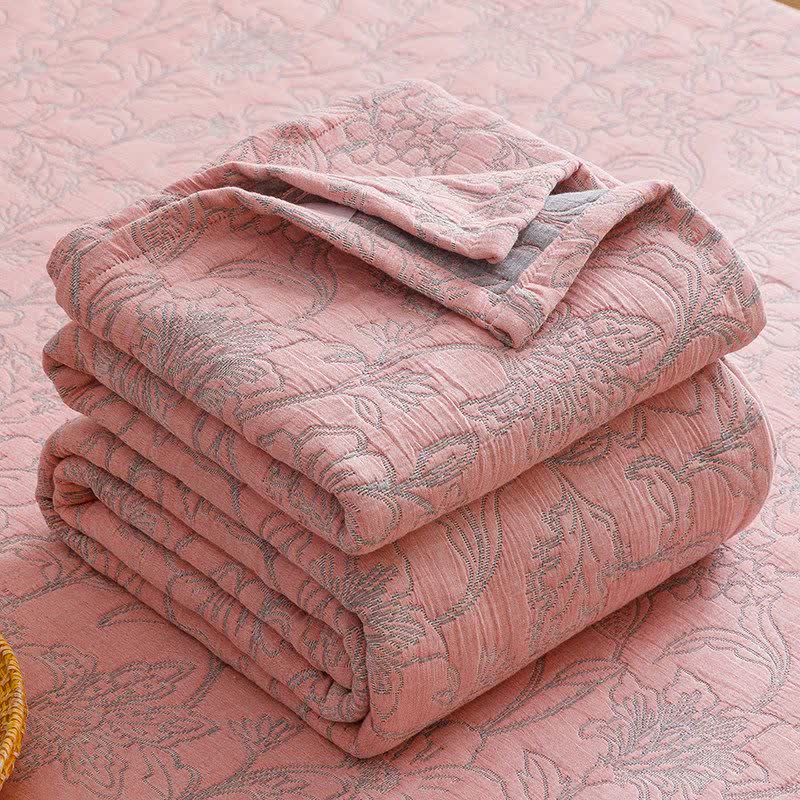 Ownkoti Floral Cotton Triple-Layer Gauze Jacquard Quilt Blanket - image 18
