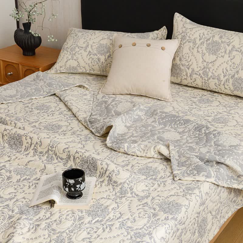 Ownkoti Vintage Cotton Triple-Layer Gauze Jacquard Quilt Blanket - image 3