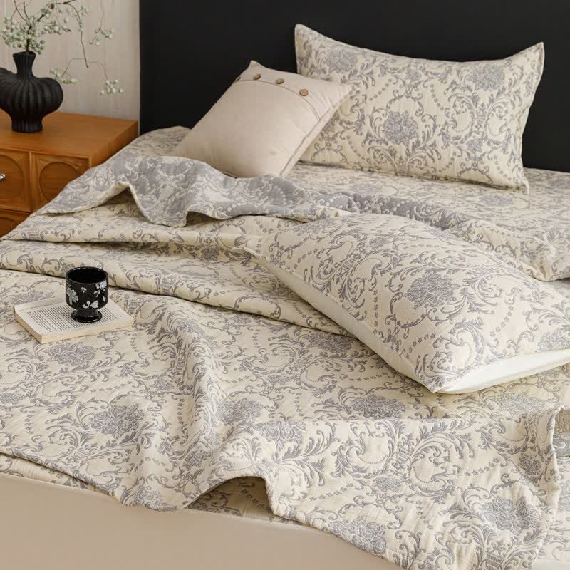 Ownkoti Vintage Cotton Triple-Layer Gauze Jacquard Quilt Blanket - image 4
