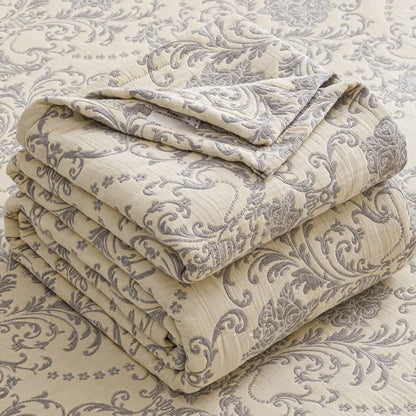 Ownkoti Vintage Cotton Triple-Layer Gauze Jacquard Quilt Blanket - image 6