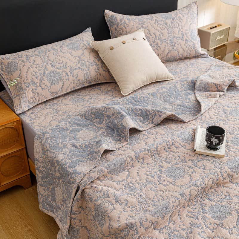 Ownkoti Vintage Cotton Triple-Layer Gauze Jacquard Quilt Blanket - image 10