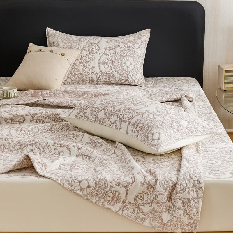 Ownkoti Retro Cotton Triple-Layer Gauze Jacquard Quilt Blanket - image 3