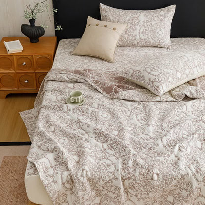 Ownkoti Retro Cotton Triple-Layer Gauze Jacquard Quilt Blanket - image 4