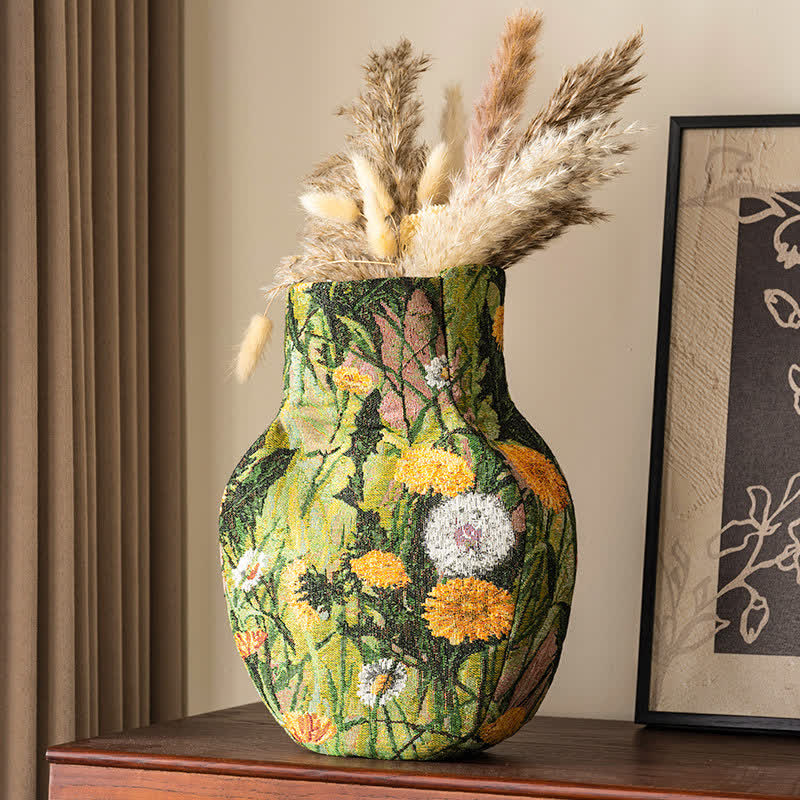 Ownkoti Garden Artistic Fabric Vase Tabletop Ornament - Green - 3"W x 8"L x 12"H - image 4