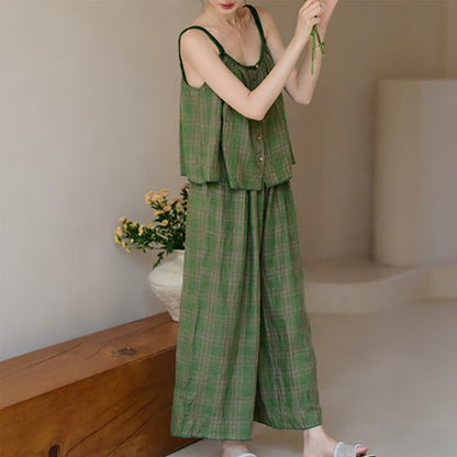 Ownkoti Green Gingham Cami & Pants Pajama Set - image 5