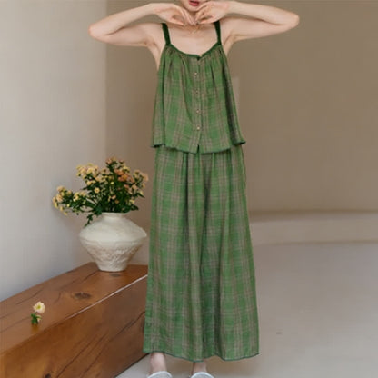 Ownkoti Green Gingham Cami & Pants Pajama Set - image 4