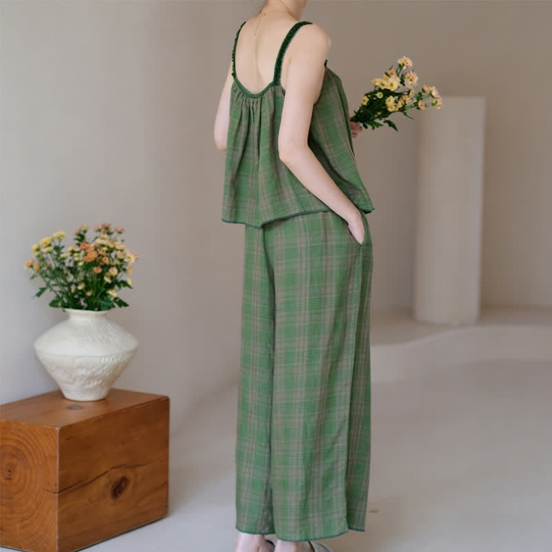 Ownkoti Green Gingham Cami & Pants Pajama Set - image 6